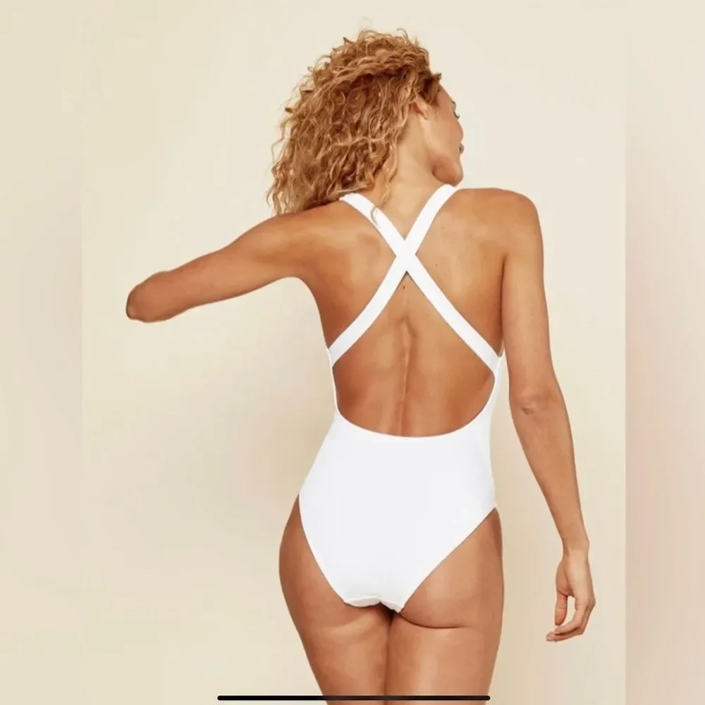 NWT Sz XXL Andie The Tulum *Ribbed* One Piece Swimsuit White